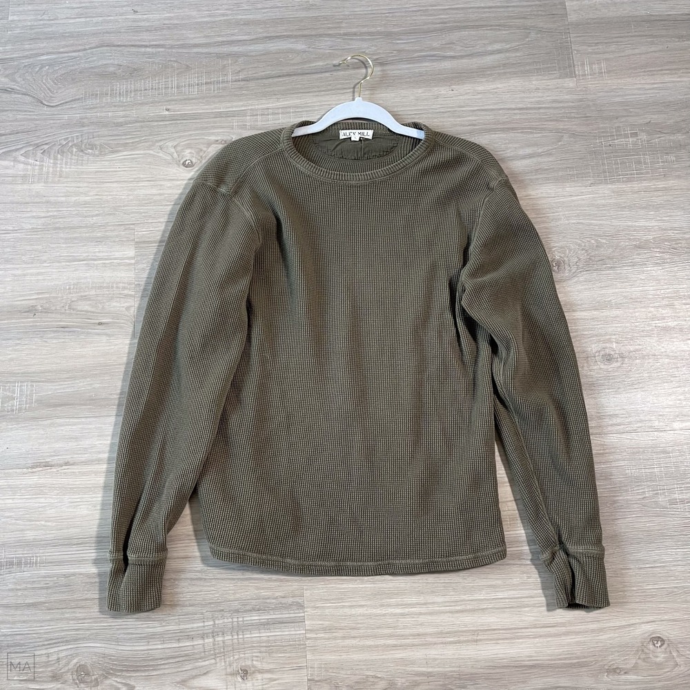 Alex Mill Men's Shirt Thermal Knit Waffle Casual Long Sleeve L Green